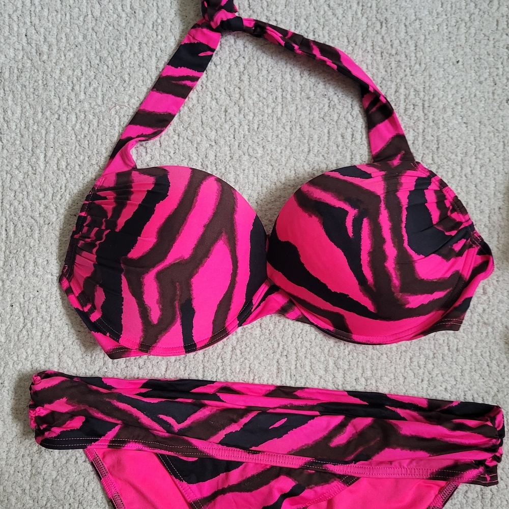 Pink and Black Zebra Print Bikini